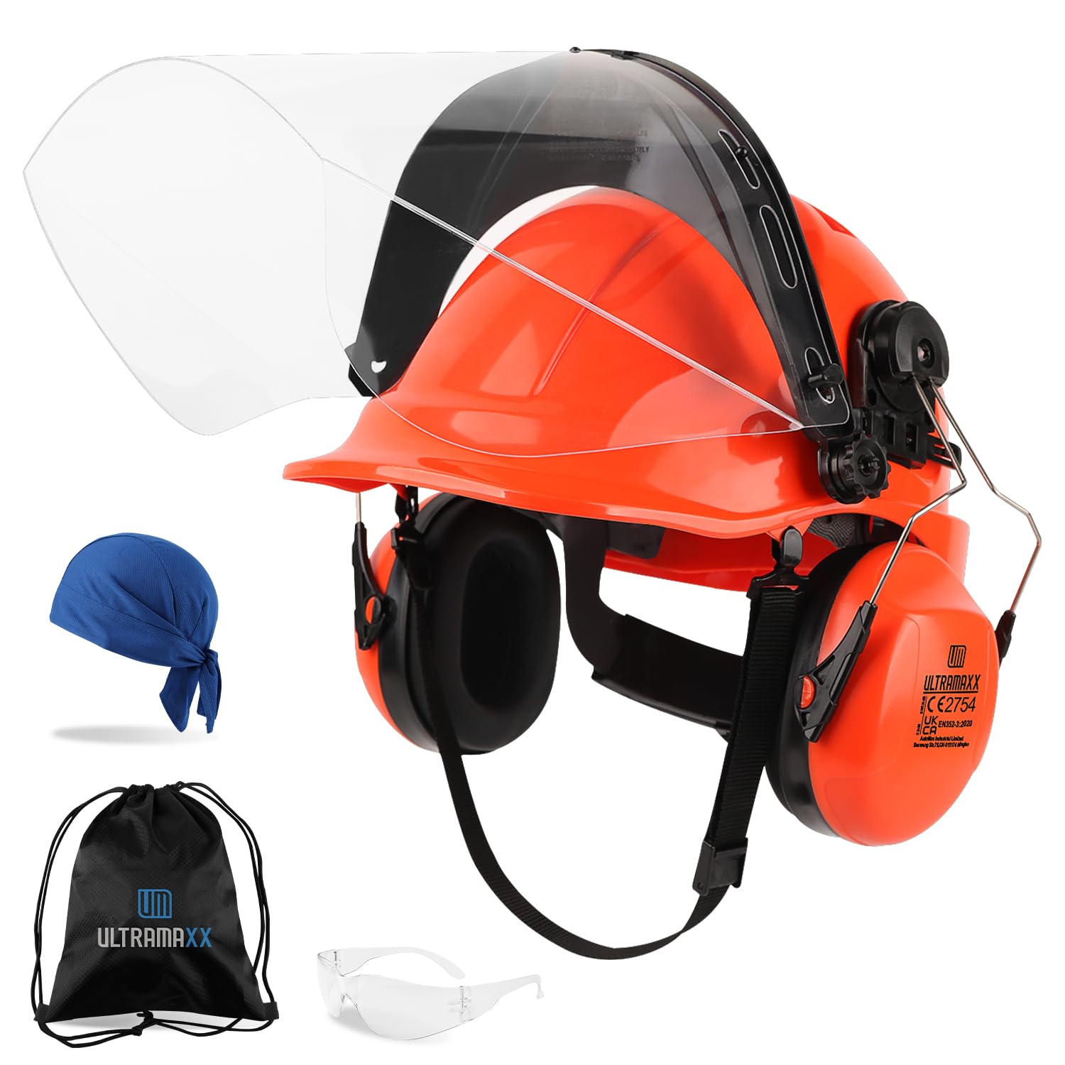 UM ULTRAMAXX 6-in-1 Chainsaw Helmet with Polycarbonate Clear Visor